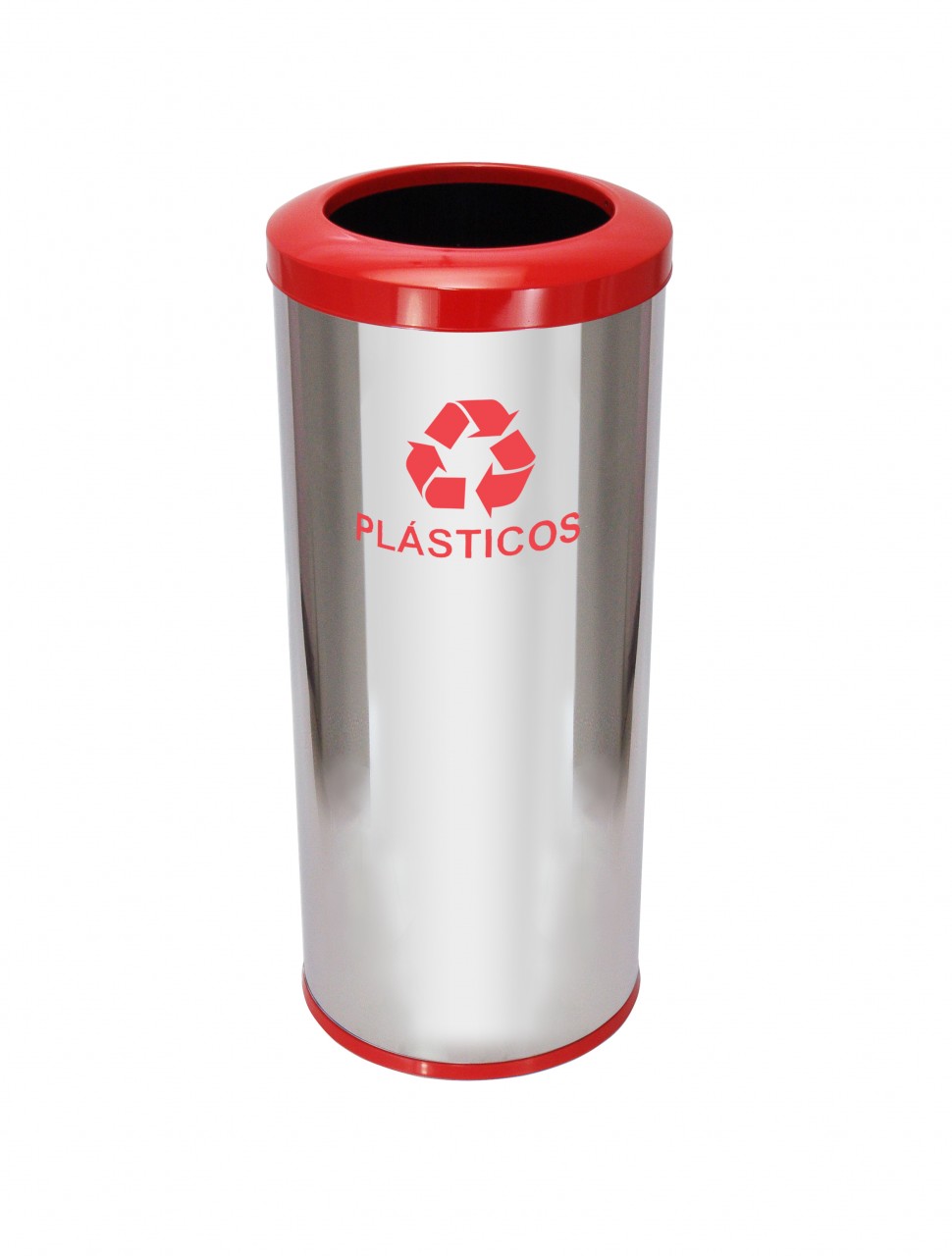 LIXEIRA INOX 24x70cm COM ARO PLÁSTICO 30l